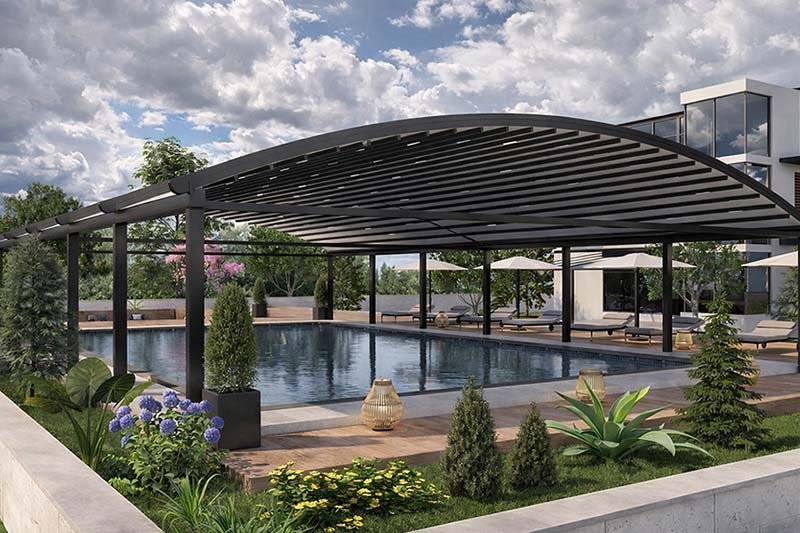 Motorlu açılır pergola teras uygulaması - Hanedan Cam