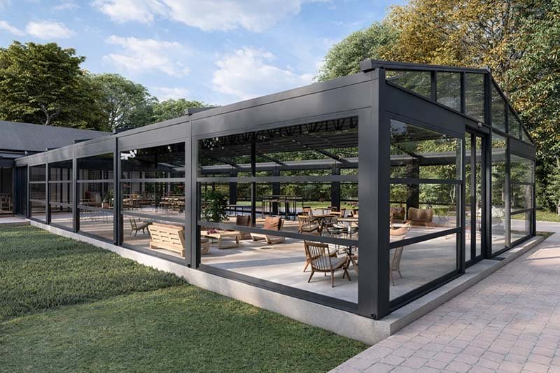 Villa ve bahçe için pergola sistemi uygulaması - Hanedan Cam