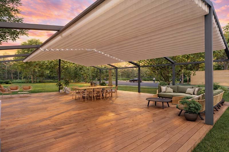 İstanbul pergola sistemi dış mekân uygulaması - Hanedan Cam