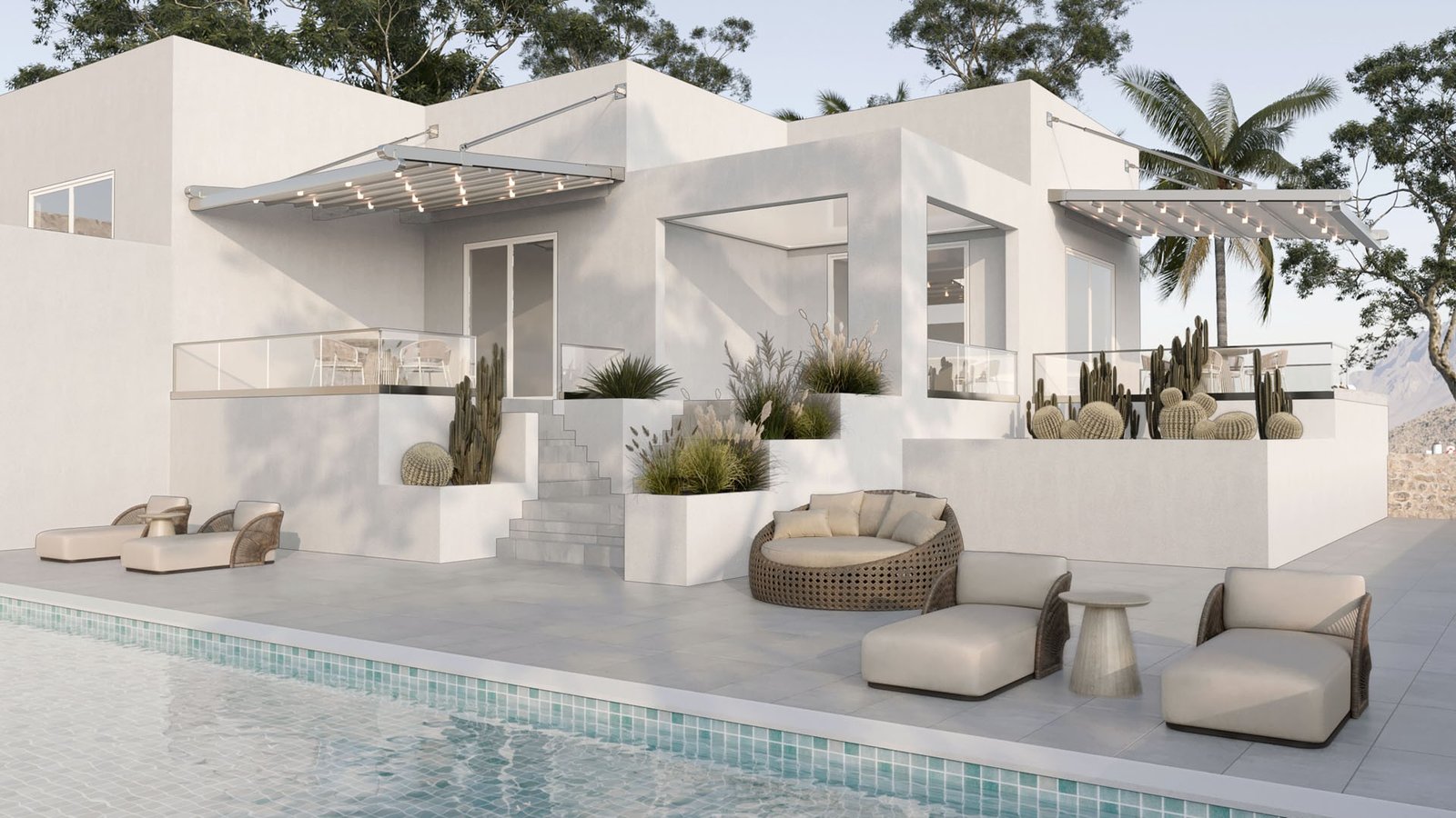 Modern pergola sistemi teras uygulaması - Hanedan Cam