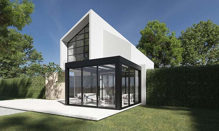 Alüminyum tavanlı pergola sistemi uygulaması - Hanedan Cam